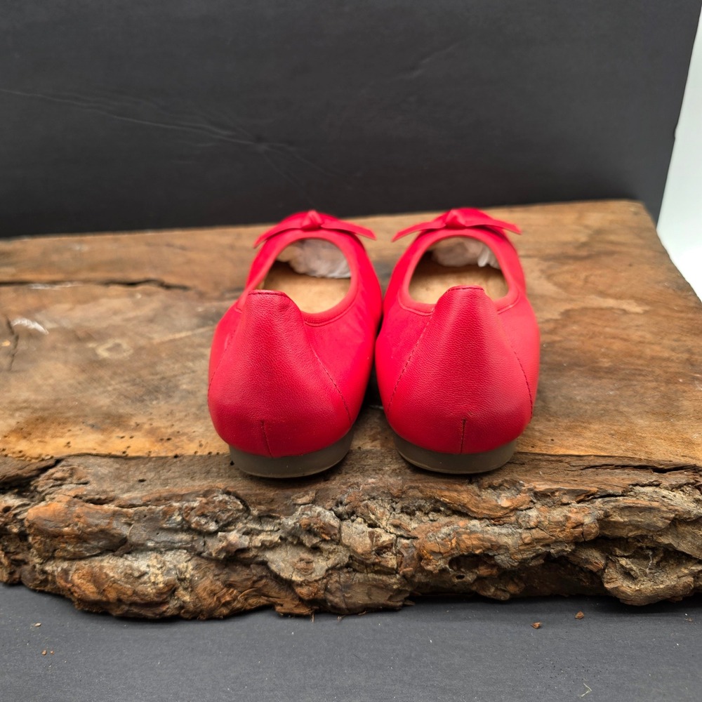 Vionic Minna Ballet Flats Womens 8 Red Leather Bow Orthotic Comfort Shoes - Picture 3 of 5